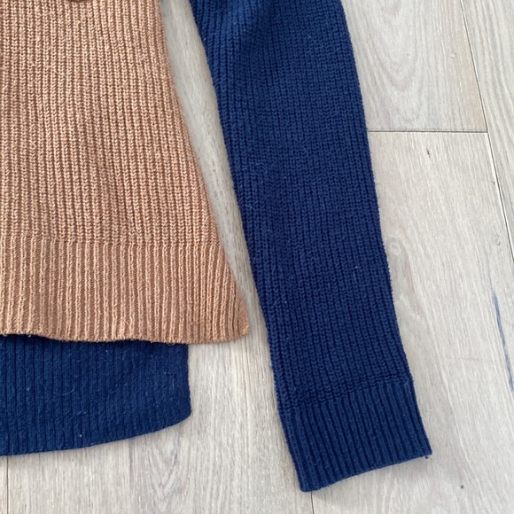 Madewell Tan & Navy Color Block Thompson Pocket Pullover Sweater - Picture 6 of 6